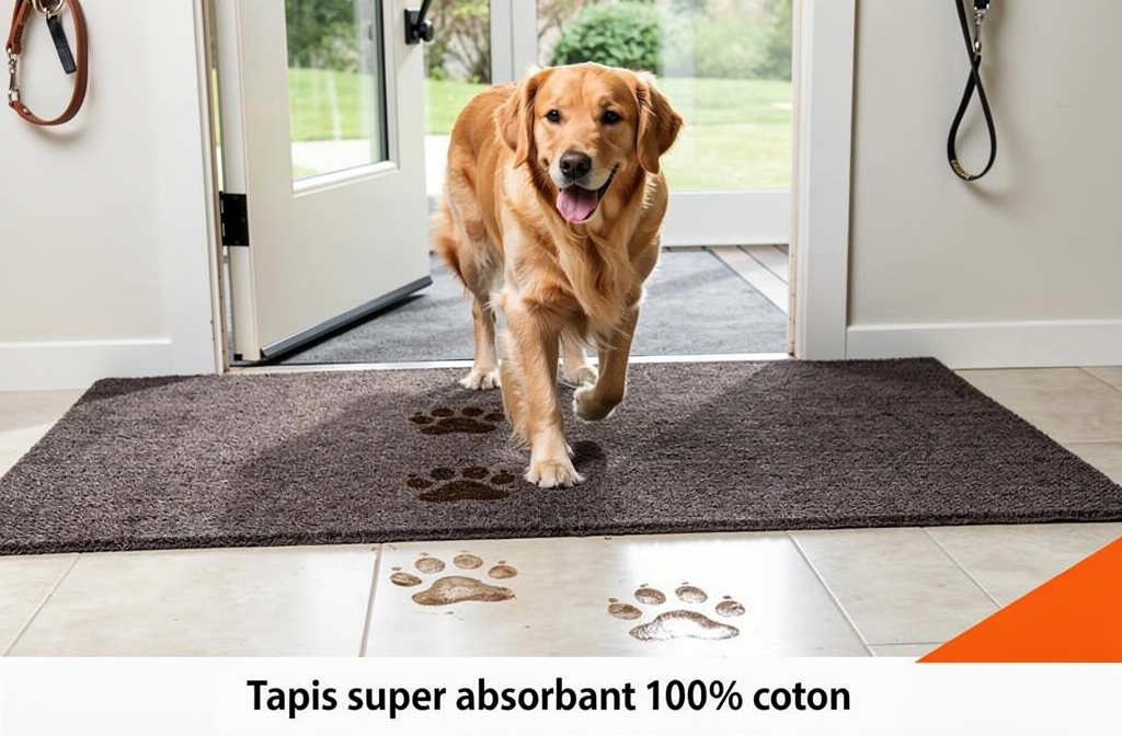 Tapis absorbant animaux : protection imperméable anti-saleté