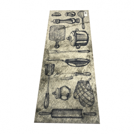Tapis de cuisine 50 x 150 cm avec motifs ustensiles de cuisine