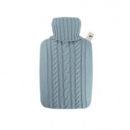 Bouillotte avec housse tricotée bleue pastel - 2 litres