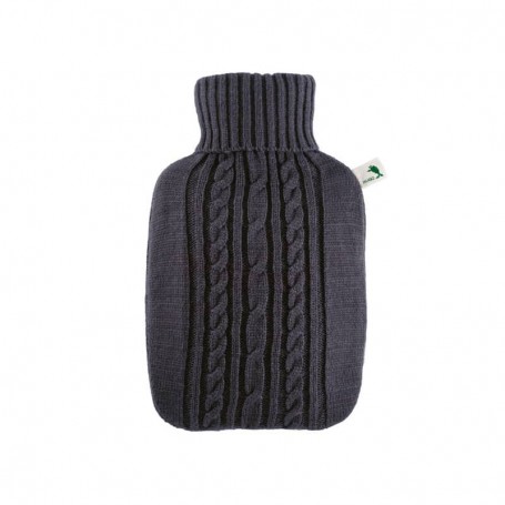 Bouillotte avec housse tricotée noire pastel - 2 litres