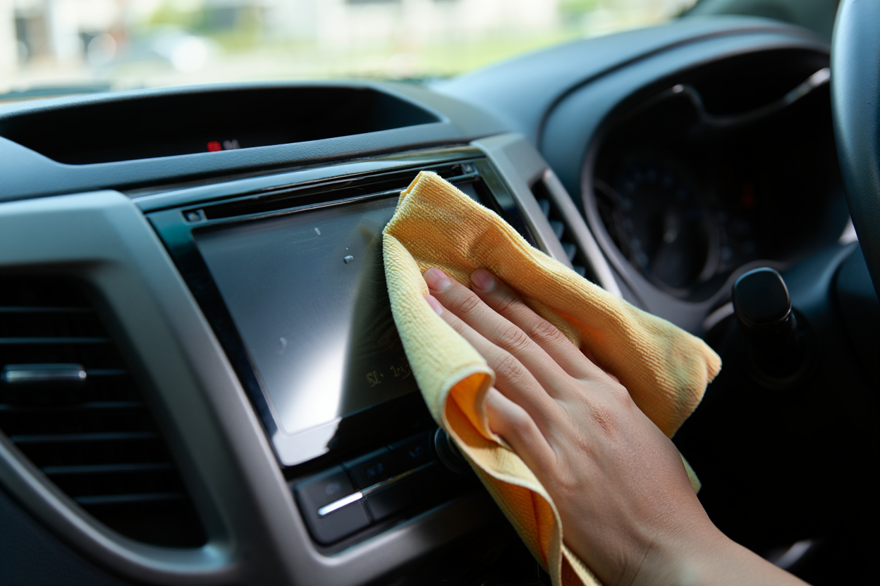 Nettoyage tableau de bord microfibre
