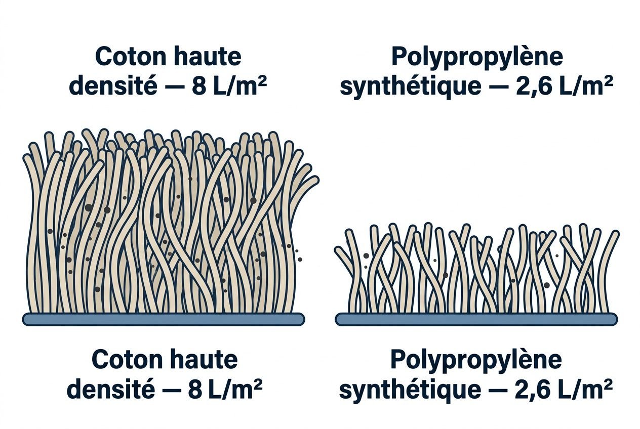 Pourquoi un tapis accumule autant de poussière et comment y remédier - fibres et densité du tapis, comparaison coton haute densité et polypropylène synthétique pour comprendre l’accumulation de poussière.