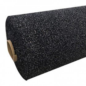 Rouleau de tapis noir à texture specklée, sortie en bordure et support intérieur, idéal pour surface de sol. tapis caoutchouc ou tissu lequel choisir?
